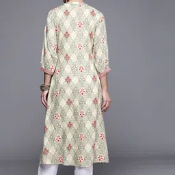 Libas Women Grey & White Ethnic Motifs Printed Kurta image 5