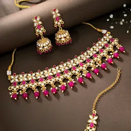 Peora Gold-Plated Kundan Jewellery Set-image-90