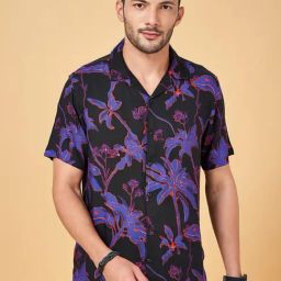 People by Pantaloons Black Slim Fit Floral Print Shirt-picture-22