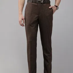 Park Avenue Men Checked Formal Trousers-picture-41