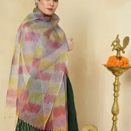 Fabindia Multicolor Silk Tie-Dye Stole image 4