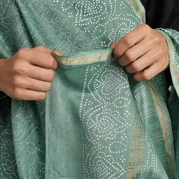 Jaypore Green Block Printed Dupatta image 4