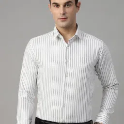 Hancock White Slim Fit Striped Shirt-picture-37