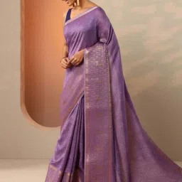 Libas Lavender Regular Fit Floral Print Saree With Unstitched Blouse image 4