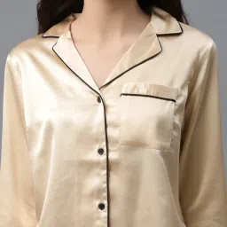 Pretty Loving Thing Gold Satin Solid Shirt & Pyjama Set image 4