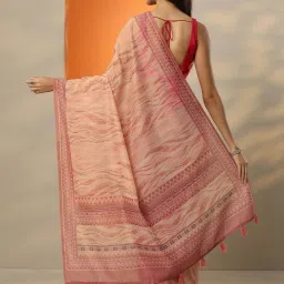Libas Coral Printed Saree With Unstitched Blouse image 4