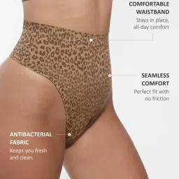 shop the edit Leopard Print Seamless Tummy Control Thong image 4