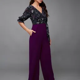 Miss Chase Purple Floral Print Jumpsuit image 4