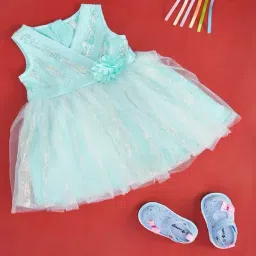 Pantaloons Baby Kids Mint Green Cotton Applique Dress-image-24