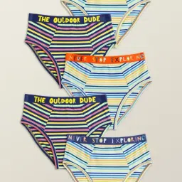 XY Life Kids Purple & Orange Striped Breifs (Pack of 5)-image-4
