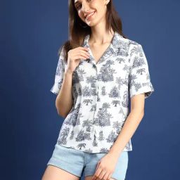 Hancock White-Blue Cotton Printed Shirt-picture-28