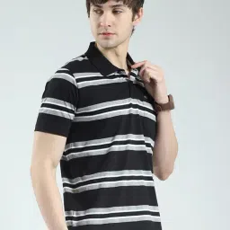 Monte Carlo Black Regular Fit Striped T-Shirt image 4