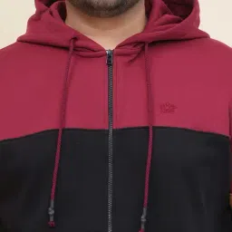 John Pride Black Regular Fit Colour Block Hooded Sweatshirt image 5