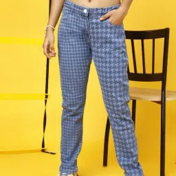 Tales & Stories Kids Blue Houndstooth Jeans-picture-27