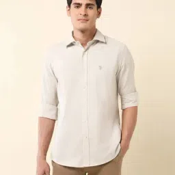 U.S. Polo Assn. Beige Cotton Regular Fit Shirt-image-15