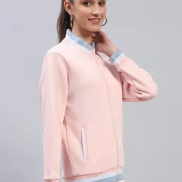 Monte Carlo Pink Cotton Blend Solid Full Sleeve Sweatshirt image 4