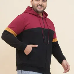 John Pride Black Regular Fit Colour Block Hooded Sweatshirt image 4