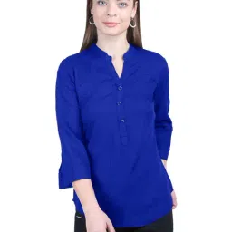 PATRORNA Dark Blue Regular Fit Tunic Style Top-picture-34