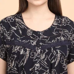 Sweet Dreams Navy Cotton Printed Nighty image 4