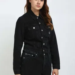CALVIN KLEIN JEANS Denim Black Cotton Plain Jacket image 4