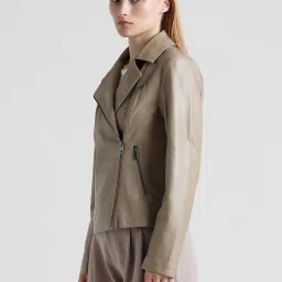 Only Brown Regular Fit Biker Jacket image 4