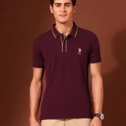 U.S. Polo Assn. Maroon Cotton Slim Fit Polo T-Shirt-image-36