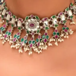 Jaypore Silver Aparoopa Dangler Necklace & Earring Set image 4