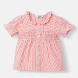 Nauti Nati Girls Orange Cotton Striped Regular Fit Top-image-2