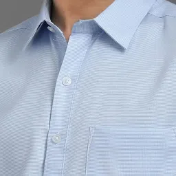 Louis Philippe Blue Cotton Slim Fit Striped Shirt image 4