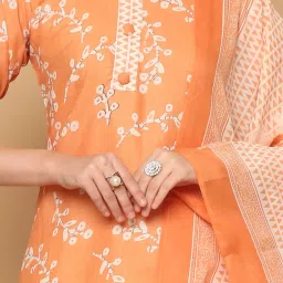 Rajnandini Orange Printed Kurta With Salwar & Dupatta image 4