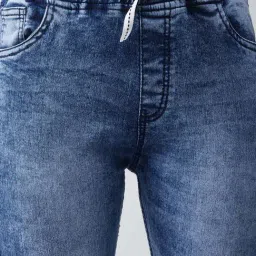 Miss Chase Blue Relaxed Fit Mid Rise Regular Length Denim Stretchable Jogger Pants image 5