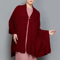 Melange by Lifestyle Maroon Woven Pattern Shawl-picture-13