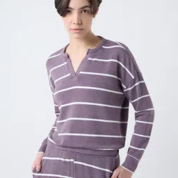 Wunderlove by Westside Mauve Stripe Printed Top-picture-23