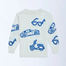 HOP Kids by Westside Off-White Printed Cotton Sweater-image-42
