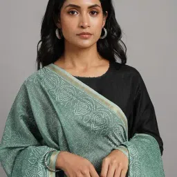 Jaypore Green Block Printed Dupatta image 3
