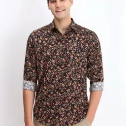 Allen Solly Brown Cotton Slim Fit Floral Print Shirt-picture-28