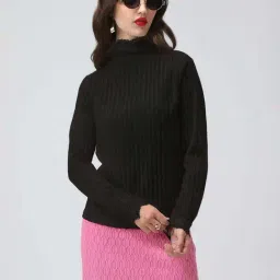 Showoffff Black Cotton Regular Fit Self Pattern Top-picture-38
