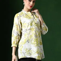 Jaipur Kurti Yellow Pure Cotton Printed Kurta image 3