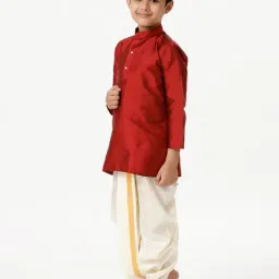 Ramraj Boys Red Cream Kurta & Dhoti Set image 3