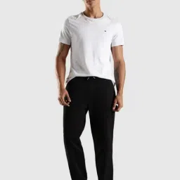 Tommy Hilfiger Black Cotton Straight Fit Trackpants image 5