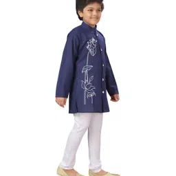 Ahhaaaa Kids Navy & White Printed Kurta with Pyjamas image 4
