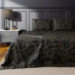 Stoa Paris Noir Printed Gold 300 TC Polyester King Bed Sheet with 2 Pillow Covers-picture-15
