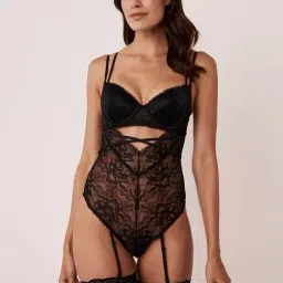 La Vie En Rose Black Lace Work Teddies Babydoll-image-37