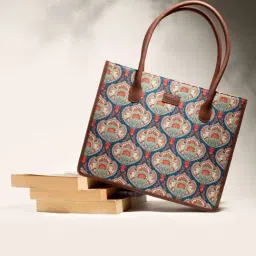 ZOUK Kovil Blue Book Blue Printed Tote Handbag-picture-14