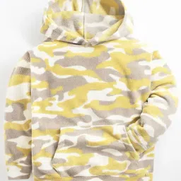 Cherry Crumble By Nitt Hyman Kids Beige & Yellow Camouflage Full Sleeves Sweatshirt Set image 4