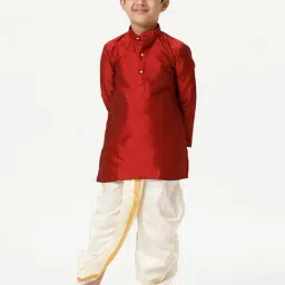 Ramraj Boys Red Cream Kurta & Dhoti Set image 4