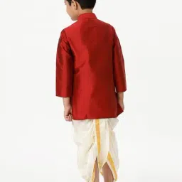 Ramraj Boys Red Cream Kurta & Dhoti Set image 2