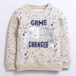 Nino Bambino Kids Beige Printed Full Sleeves Sweatshirt image 3