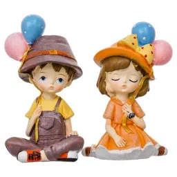 eCraftIndia Multicolor Resin Nordic Style Cute Couple Showpiece Dolls - Set of 2 image 3