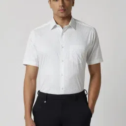 Van Heusen White Cotton Regular Fit Printed Shirt-picture-37